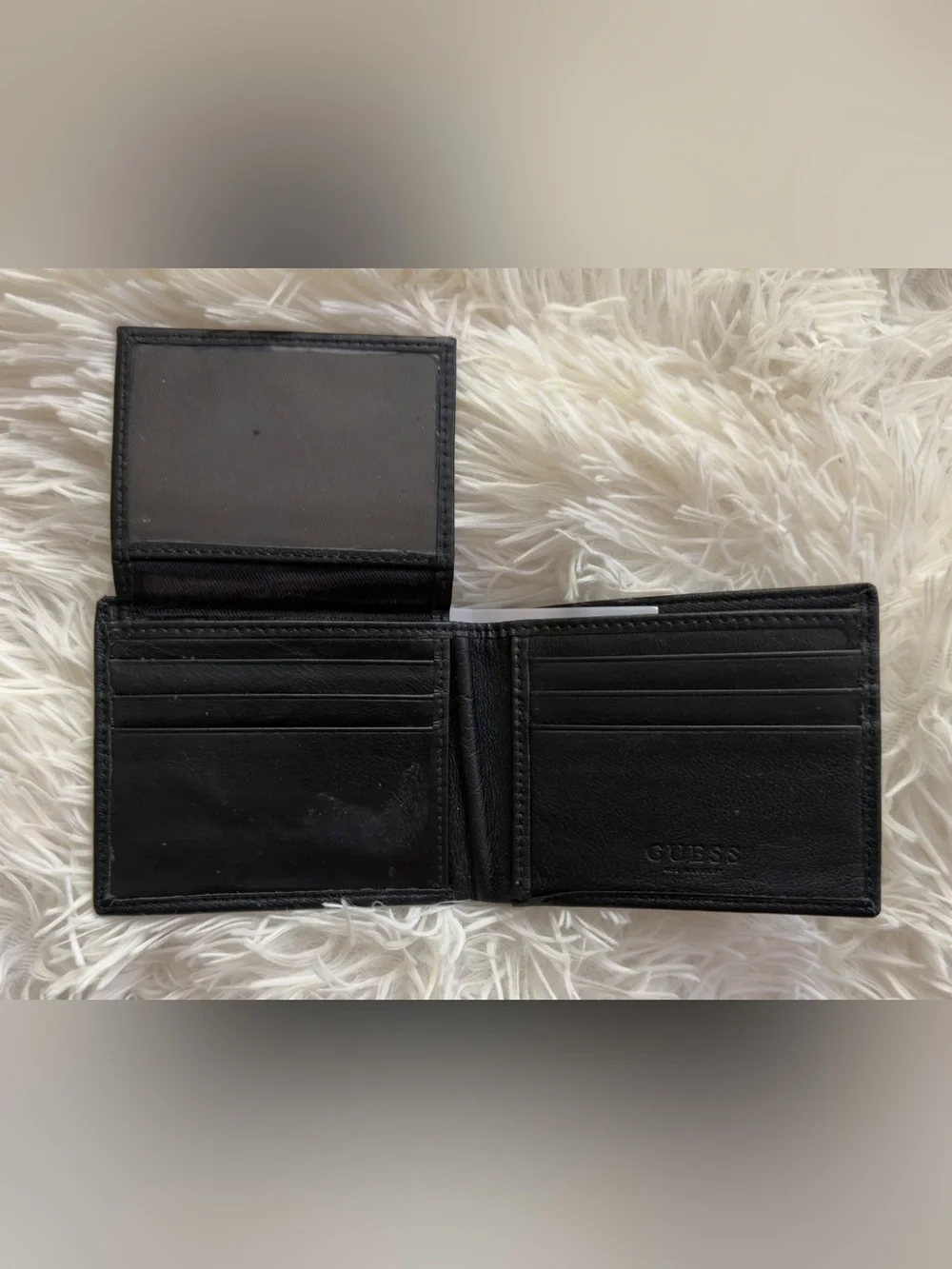 GUESS Black Men's Bifold Wallet with Branded Plaque
